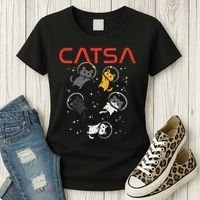 Catsa Cat Astronauts Funny Kitten Space Women Women's T-Shirt thumb 3