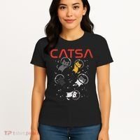 Catsa Cat Astronauts Funny Kitten Space Women Women's T-Shirt thumb 4