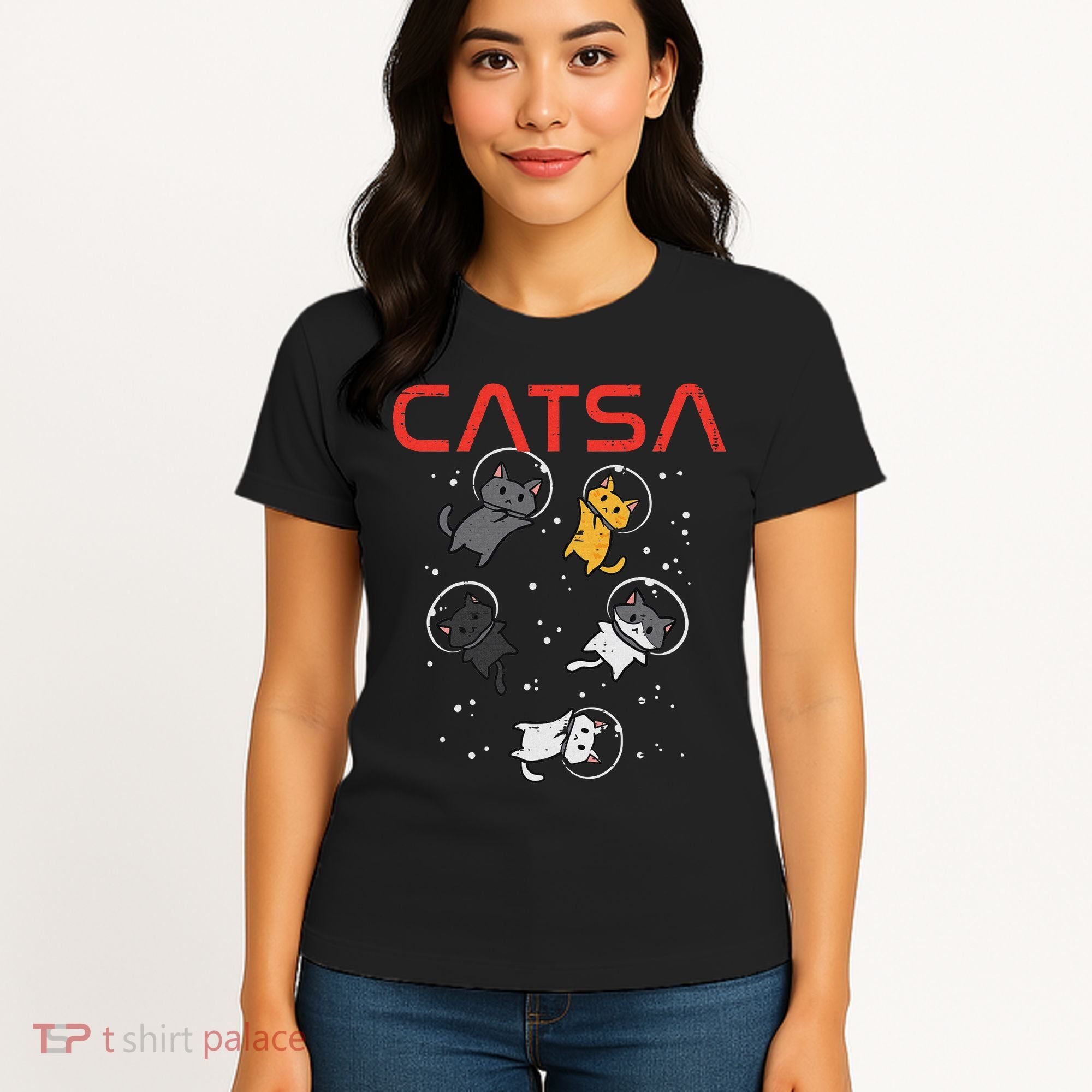 Catsa Cat Astronauts Funny Kitten Space Women Women's T-Shirt