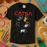 Catsa Cat Astronauts Funny Kitten Space Women Kids T-Shirt thumb 3