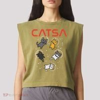 Catsa Cat Astronauts Funny Kitten Space Women Garment-Dyed Women's Muscle Tee thumb 2