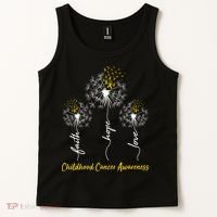 Childhood Cancer Awareness Faith Love Hope Dandelions Yellow Ribbons Tank Top thumb 2
