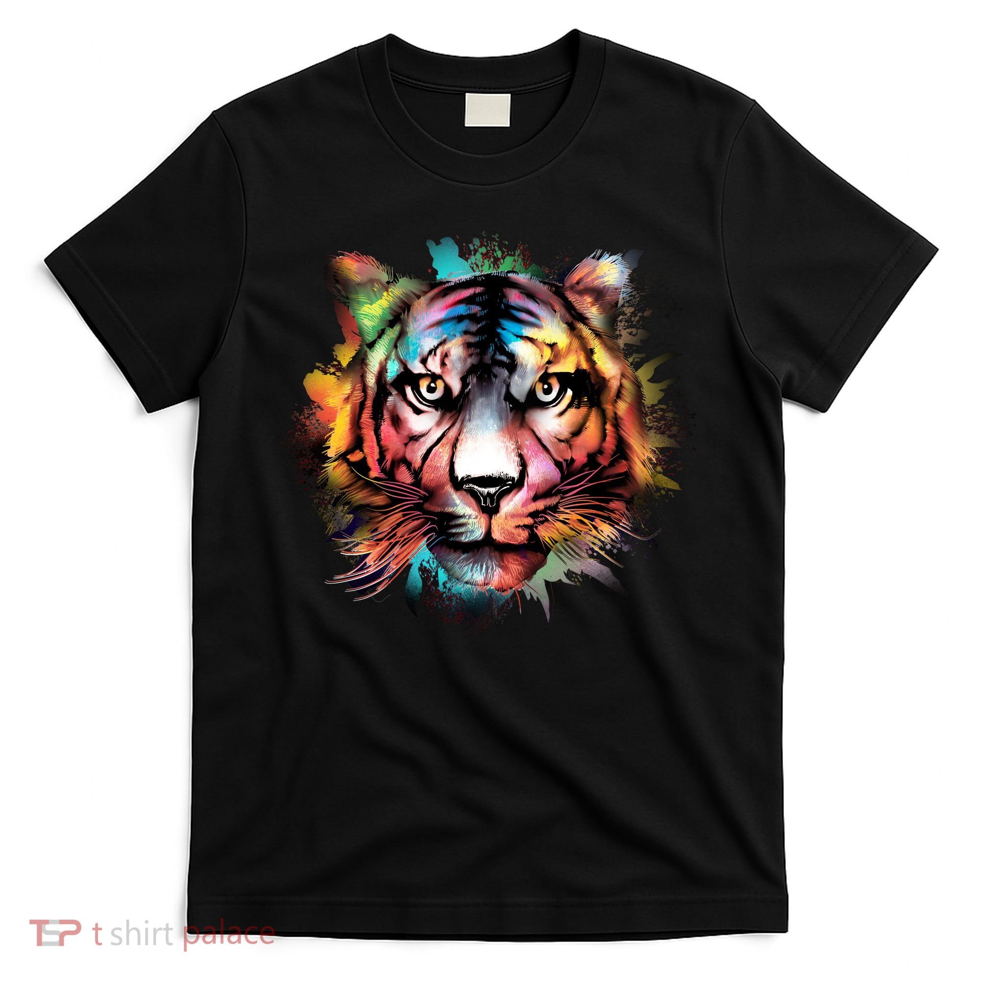 Cool Colorful Abstract Realistic Tiger Face T-Shirt