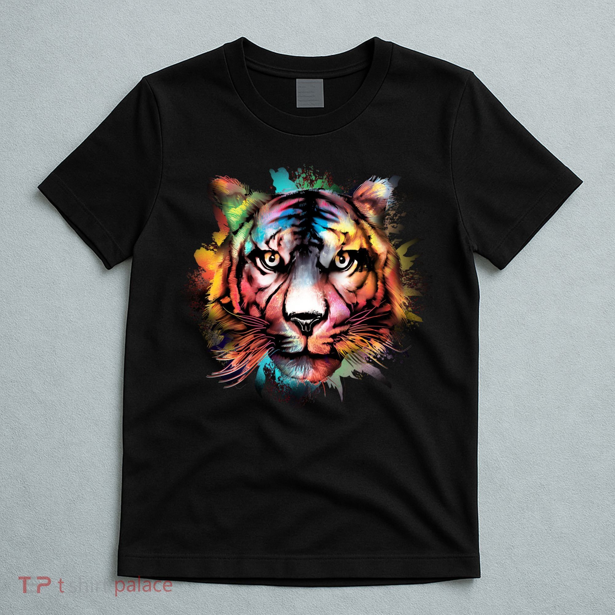 Cool Colorful Abstract Realistic Tiger Face T-Shirt