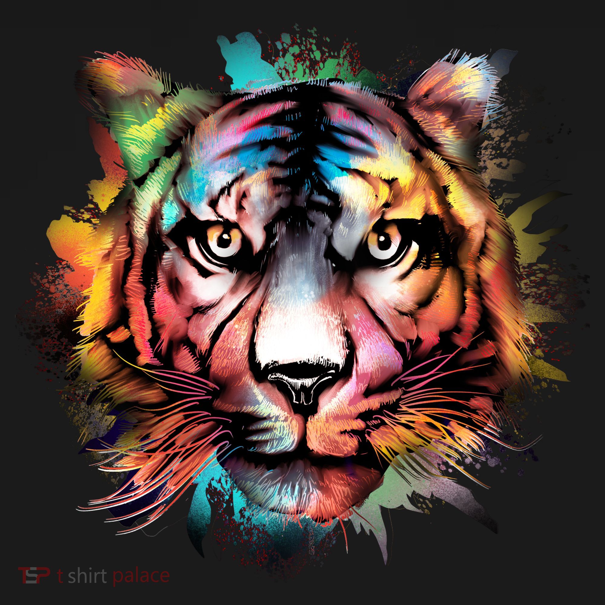 Cool Colorful Abstract Realistic Tiger Face T-Shirt