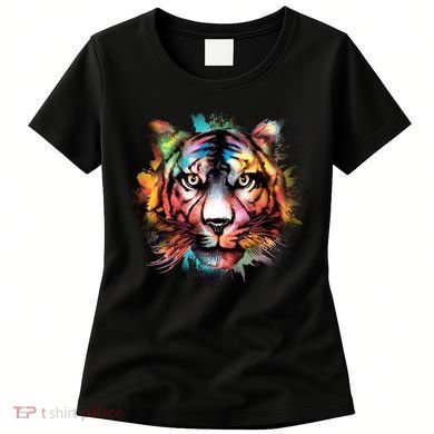 Cool Colorful Abstract Realistic Tiger Face Women's T-Shirt