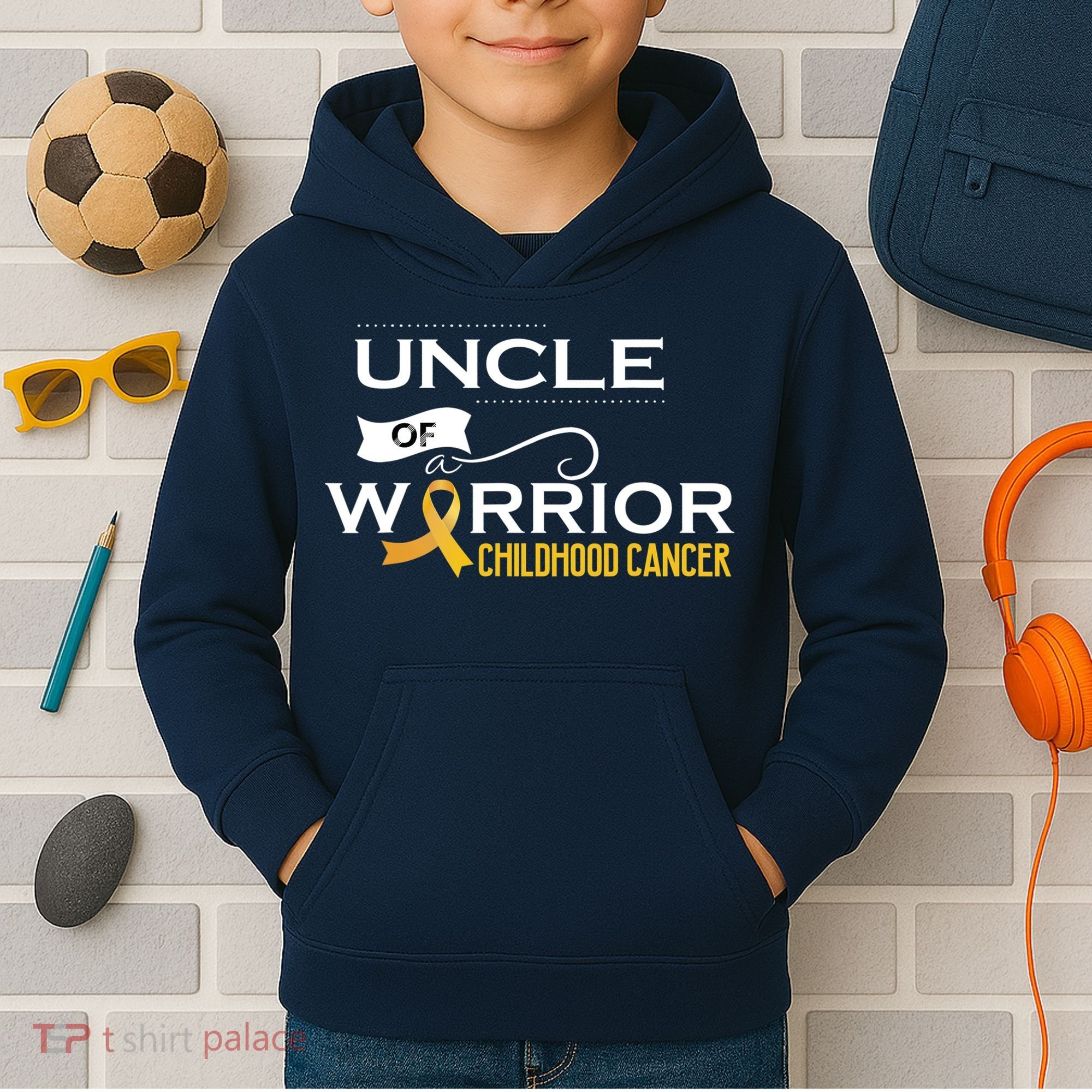 Childhood Cancer Awareness Uncle Of A Warrior Kids Hoodie
