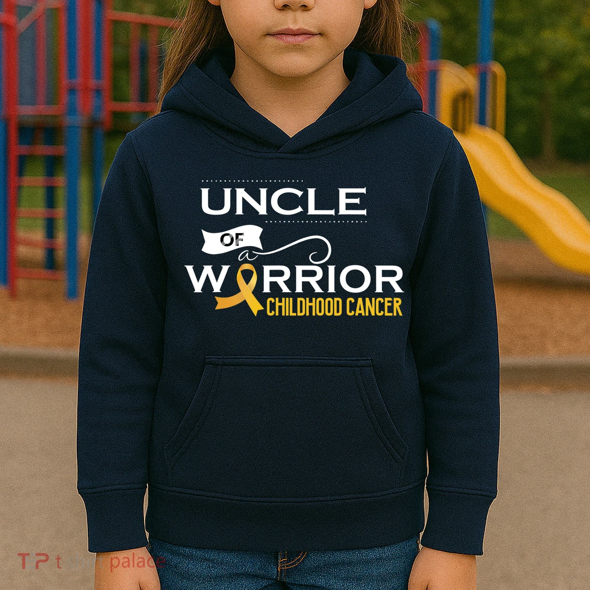 Childhood Cancer Awareness Uncle Of A Warrior Kids Hoodie