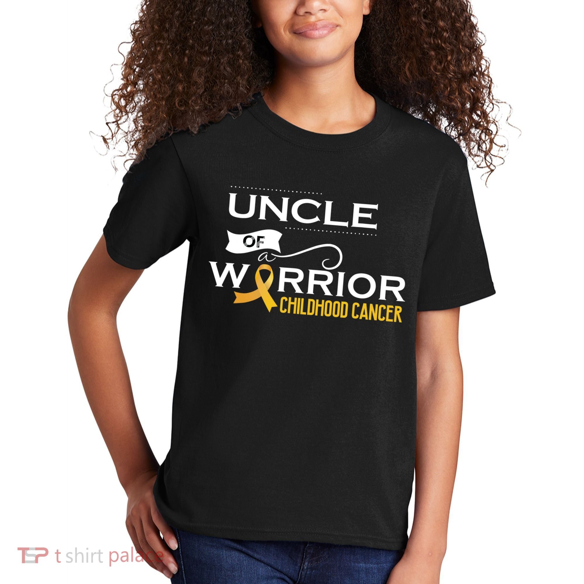 Childhood Cancer Awareness Uncle Of A Warrior Kids T-Shirt