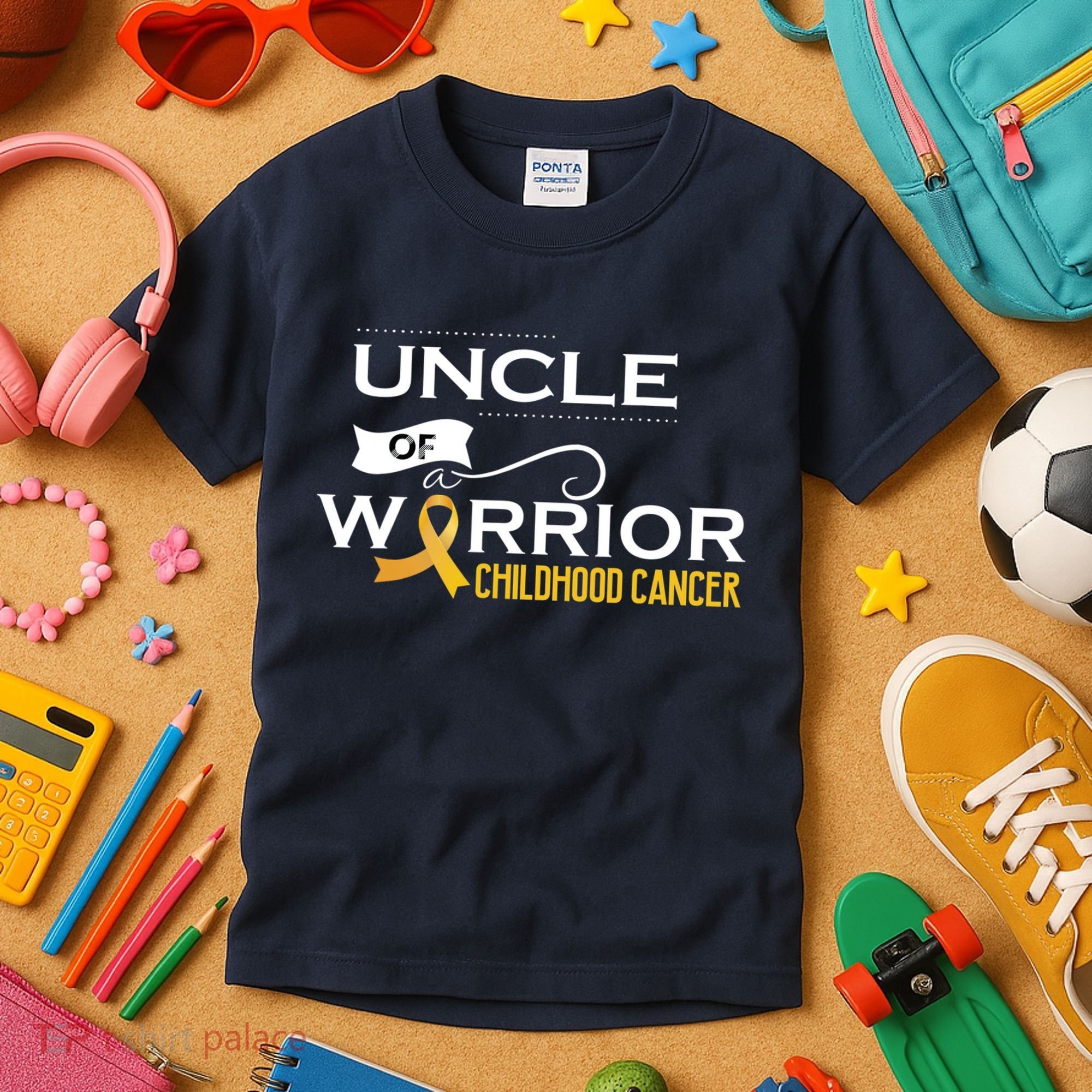 Childhood Cancer Awareness Uncle Of A Warrior Kids T-Shirt