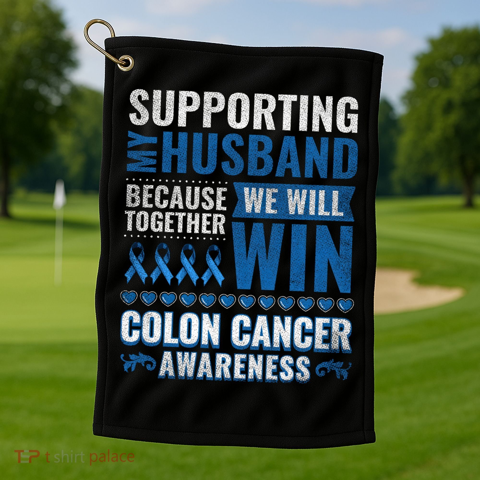Colon Cancer Awareness Colonoscopy Support Husband Gift Golf Towel