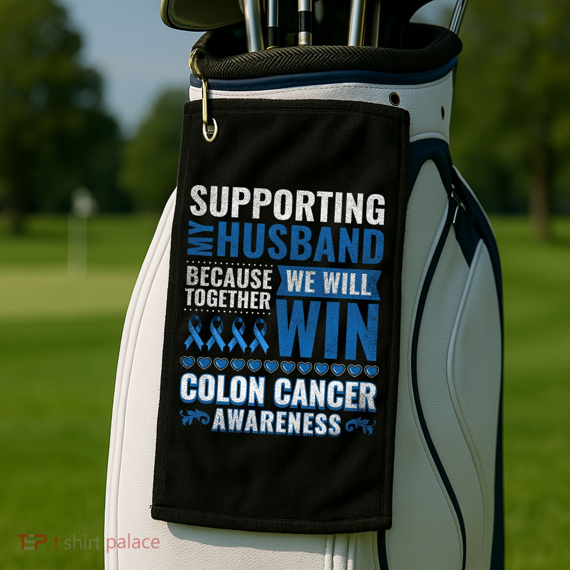Colon Cancer Awareness Colonoscopy Support Husband Gift Golf Towel