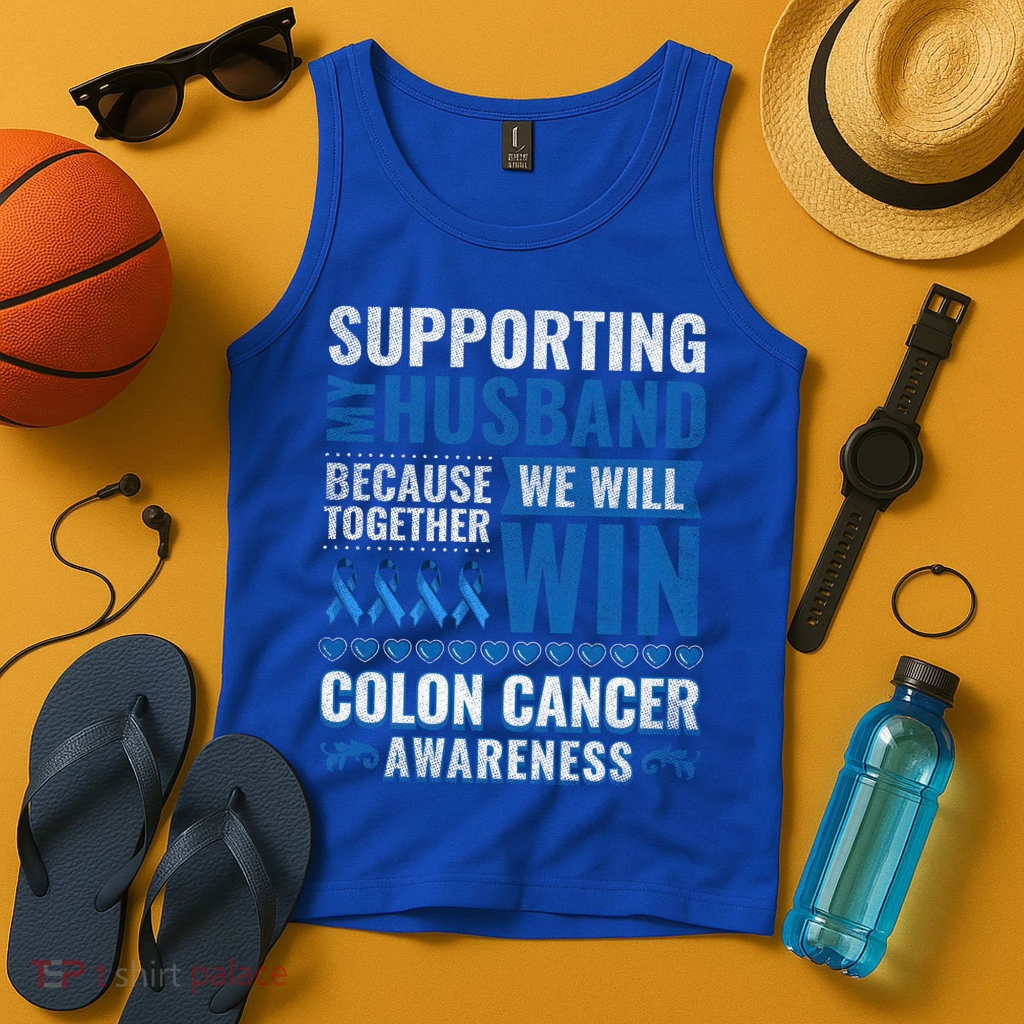 Colon Cancer Awareness Colonoscopy Support Husband Gift Tank Top
