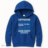 Colon Cancer Awareness Colonoscopy Support Husband Gift Kids Hoodie thumb 0