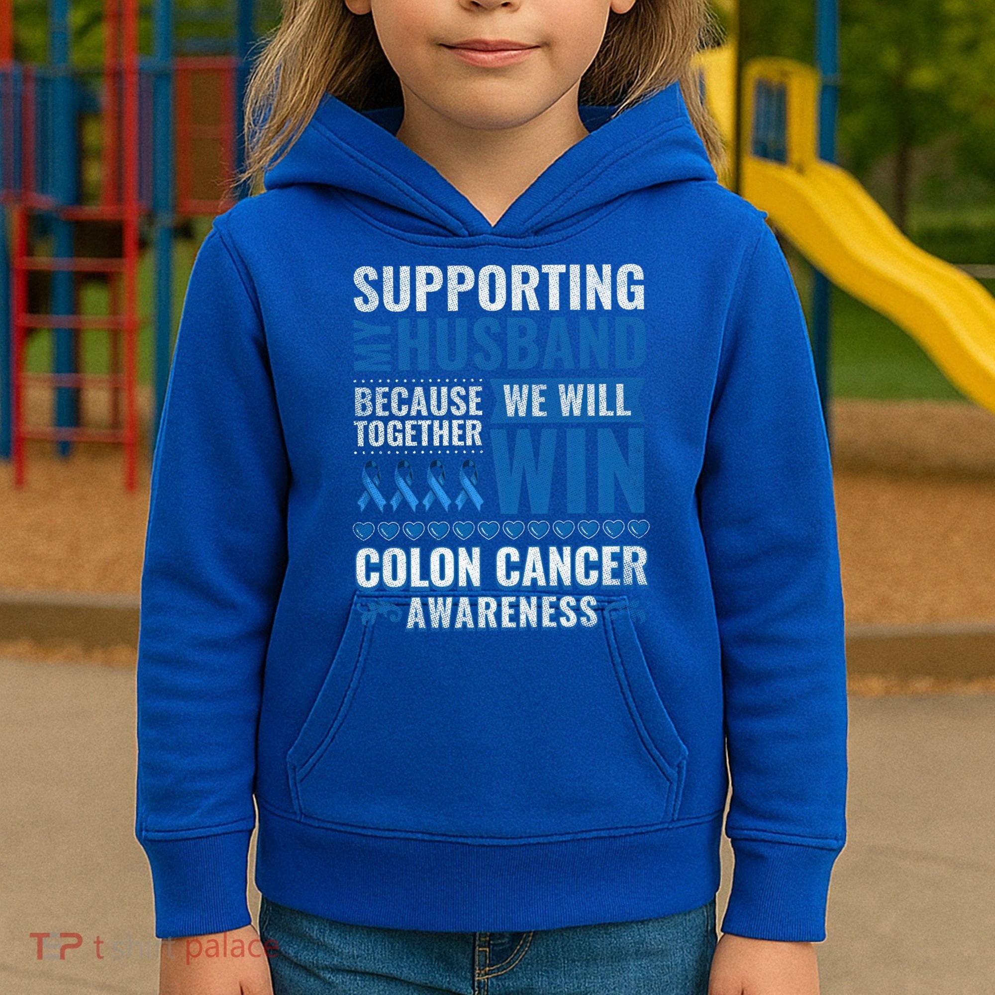 Colon Cancer Awareness Colonoscopy Support Husband Gift Kids Hoodie