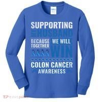 Colon Cancer Awareness Colonoscopy Support Husband Gift Kids Long Sleeve Shirt thumb 0