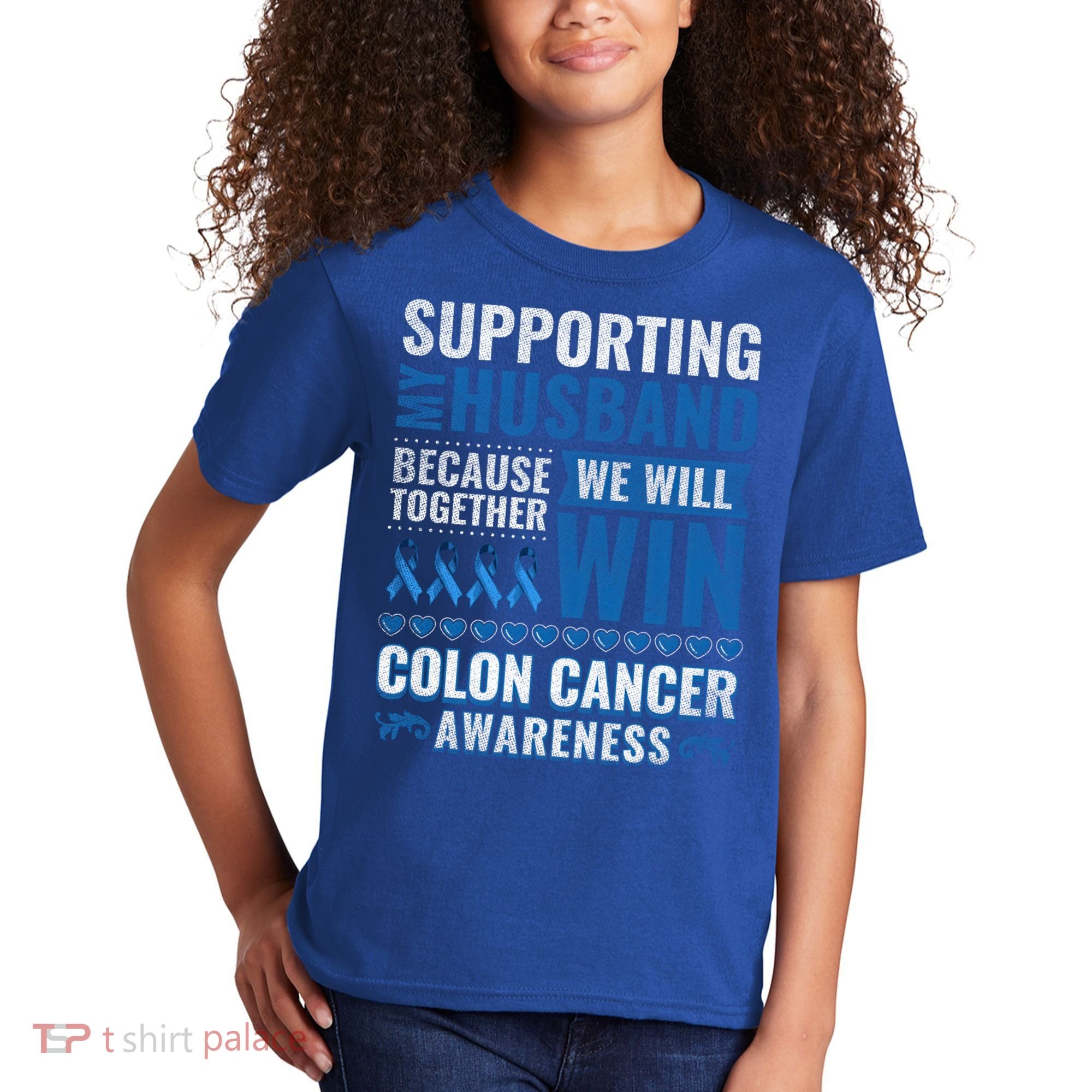Colon Cancer Awareness Colonoscopy Support Husband Gift Kids T-Shirt