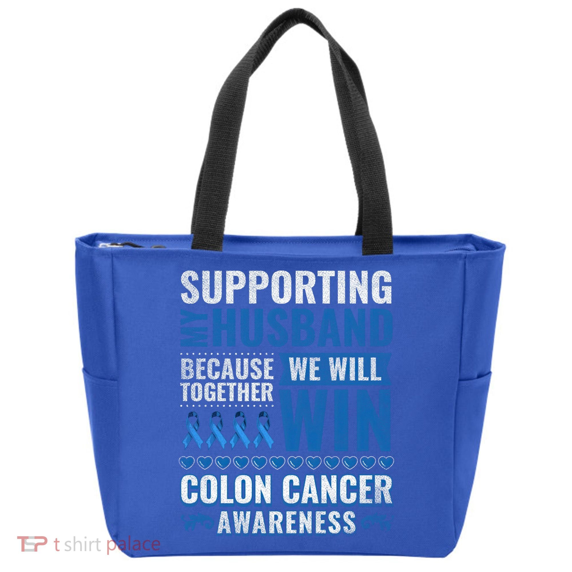 Colon Cancer Awareness Colonoscopy Support Husband Gift Tote Bag