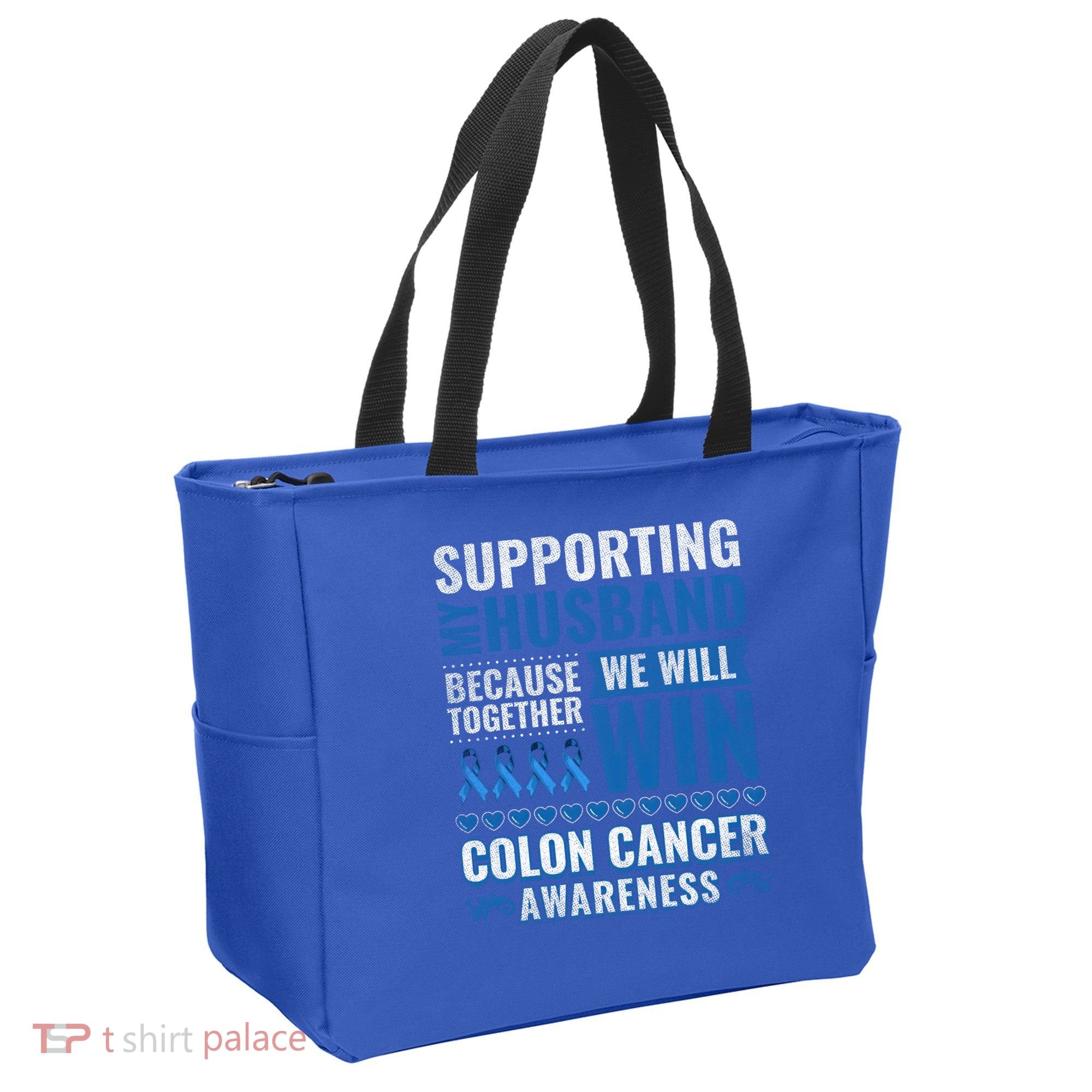 Colon Cancer Awareness Colonoscopy Support Husband Gift Tote Bag