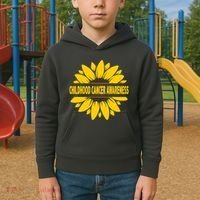 Childhood Cancer Awareness Sunflower Kids Hoodie thumb 2