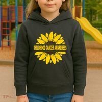 Childhood Cancer Awareness Sunflower Kids Hoodie thumb 3