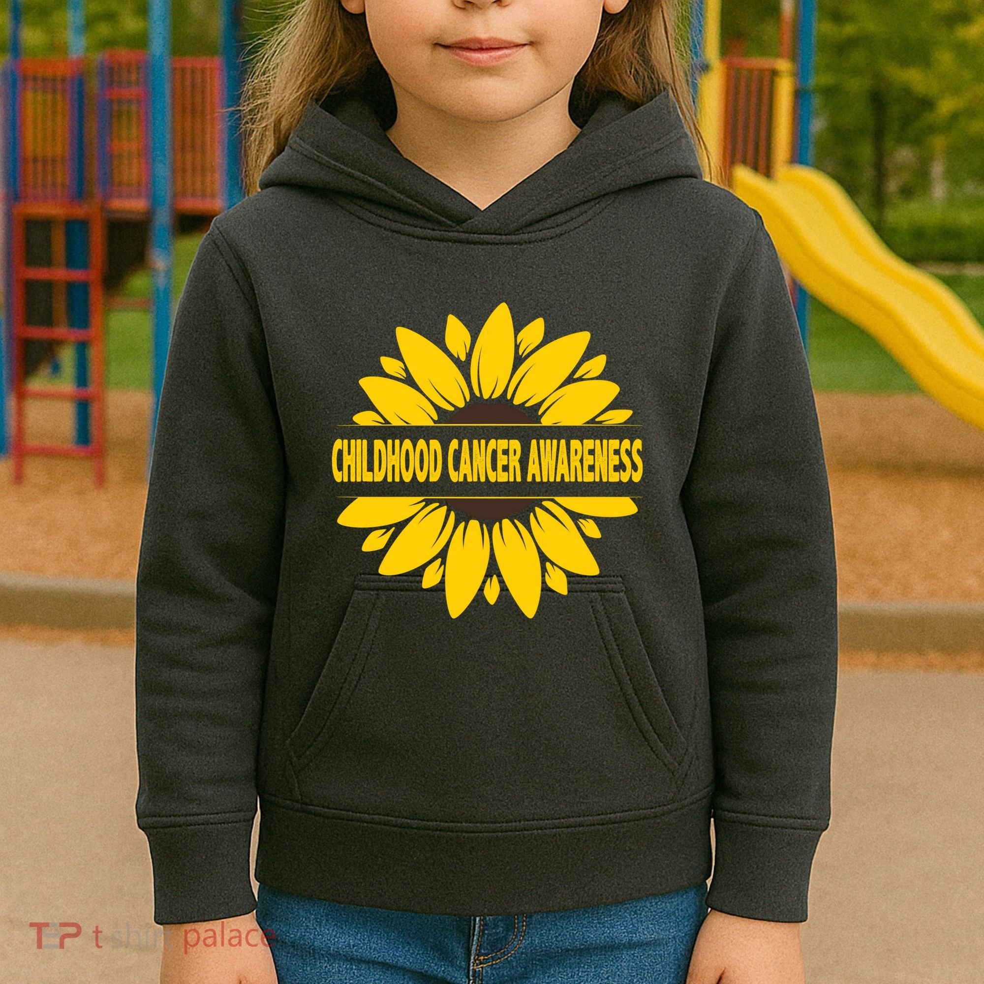 Childhood Cancer Awareness Sunflower Kids Hoodie