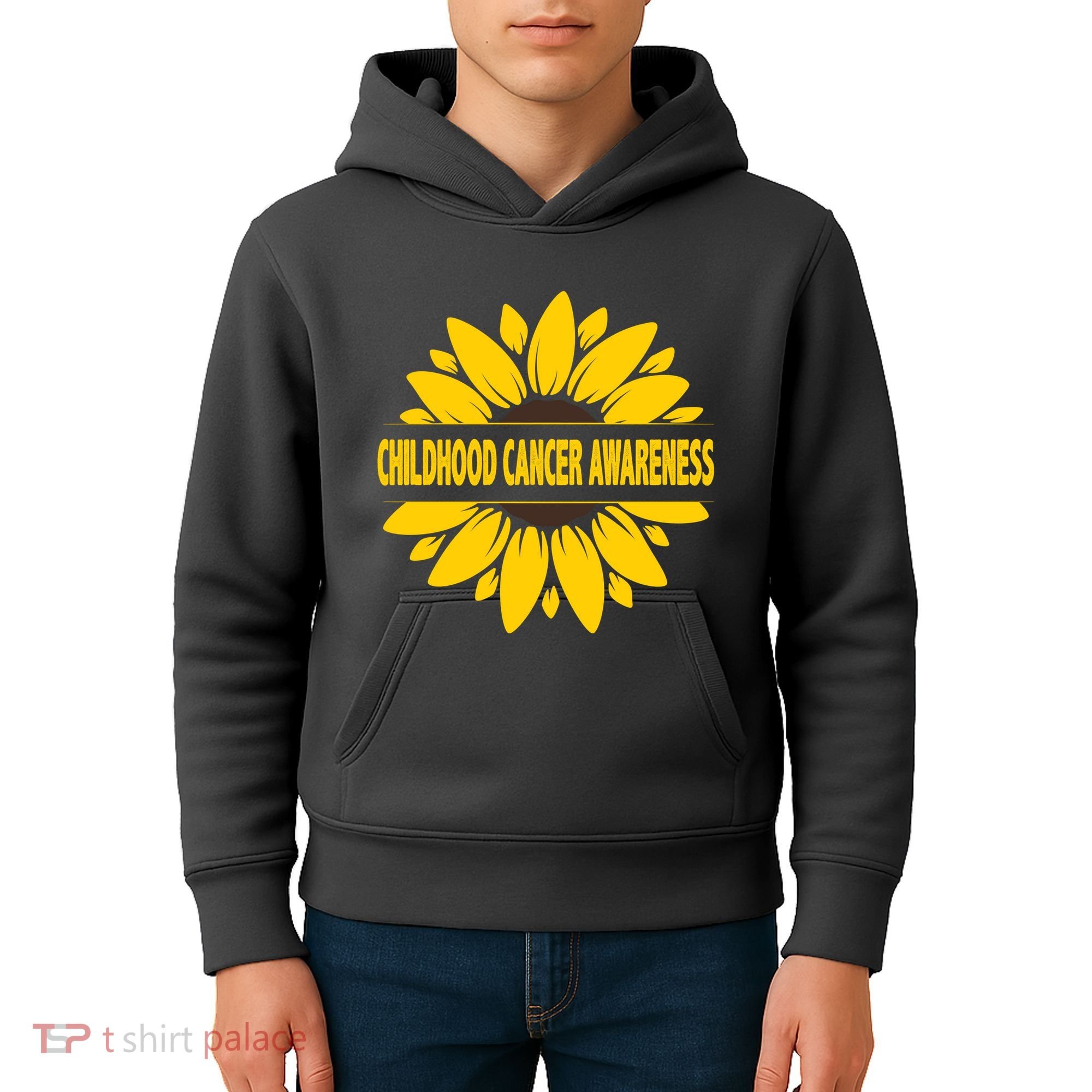 Childhood Cancer Awareness Sunflower Kids Hoodie