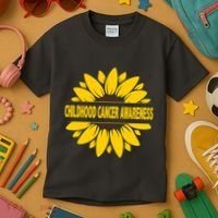 Childhood Cancer Awareness Sunflower Kids T-Shirt thumb 3