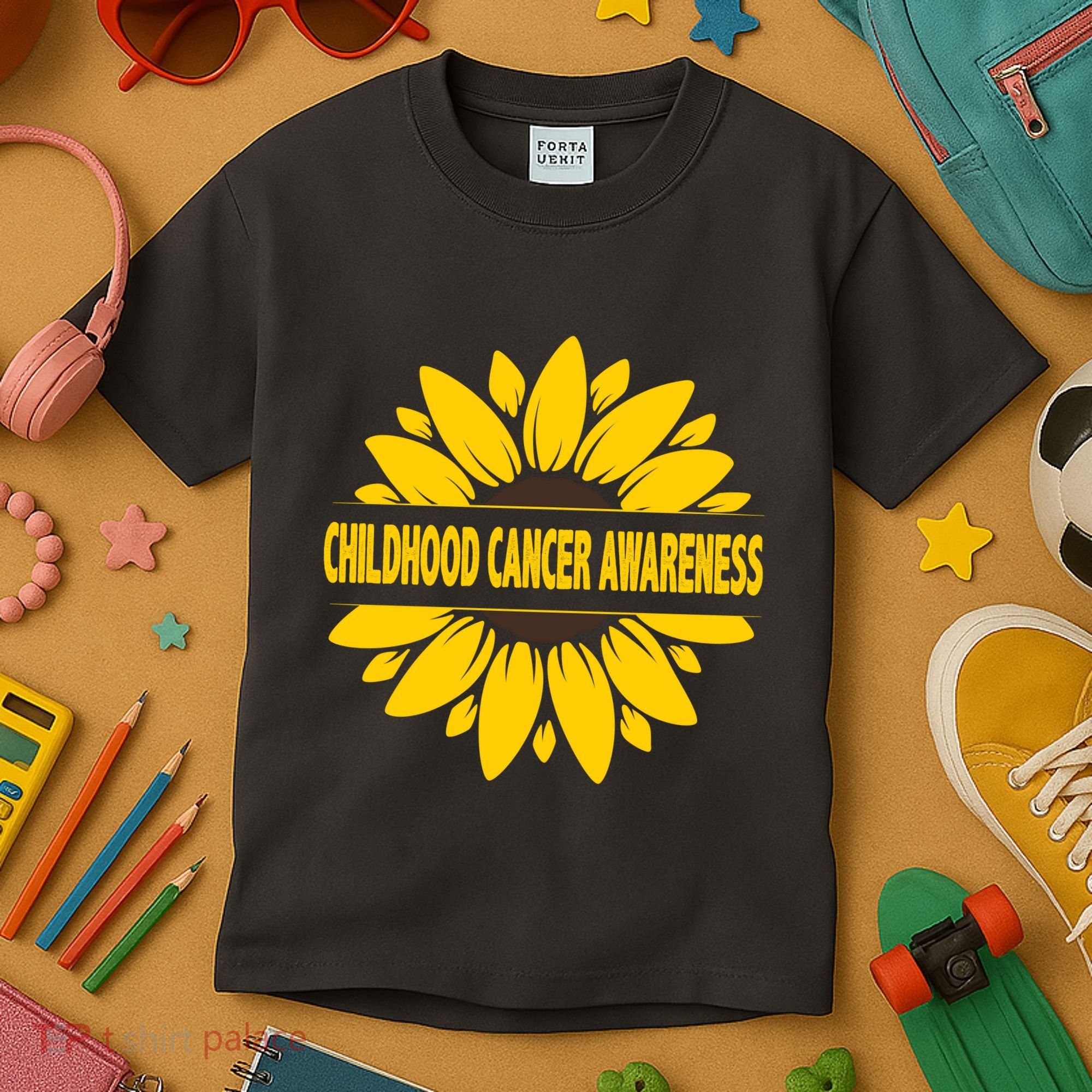 Childhood Cancer Awareness Sunflower Kids T-Shirt