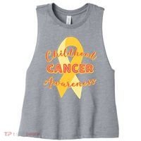Childhood Cancer Awarebess Golden Gold Robbon Women's Racerback Cropped Tank thumb 0
