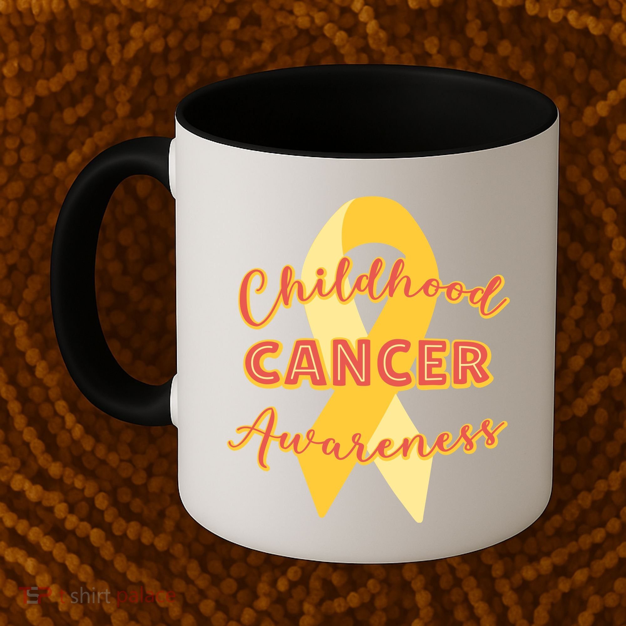 Childhood Cancer Awarebess Golden Gold Robbon Coffee Mug