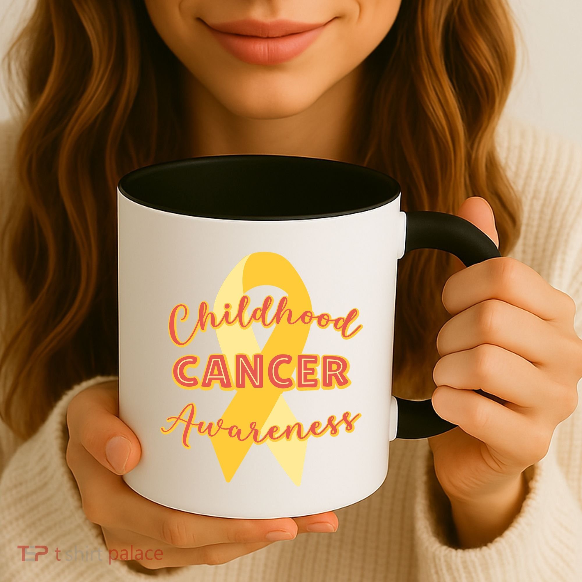 Childhood Cancer Awarebess Golden Gold Robbon Coffee Mug