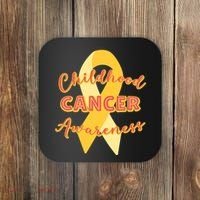 Childhood Cancer Awarebess Golden Gold Robbon Coaster thumb 0
