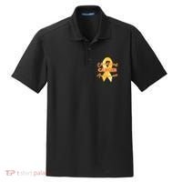Childhood Cancer Awarebess Golden Gold Robbon Dry Zone Grid Polo thumb 0