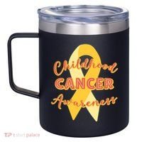 Childhood Cancer Awarebess Golden Gold Robbon 12oz Stainless Steel Coffee Mug thumb 2