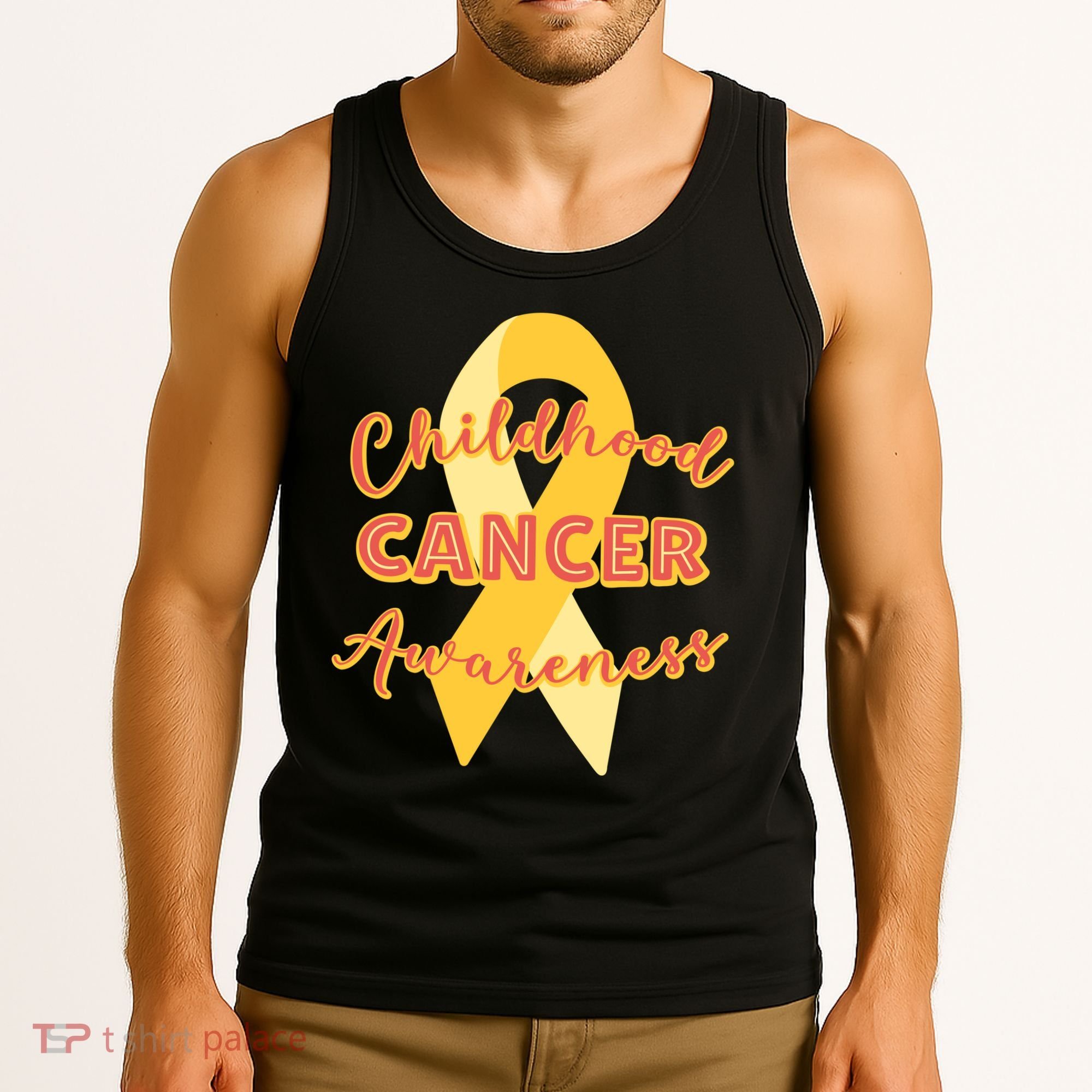 Childhood Cancer Awarebess Golden Gold Robbon Tank Top
