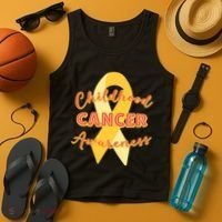 Childhood Cancer Awarebess Golden Gold Robbon Tank Top thumb 4
