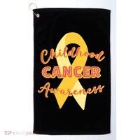 Childhood Cancer Awarebess Golden Gold Robbon Golf Towel thumb 0
