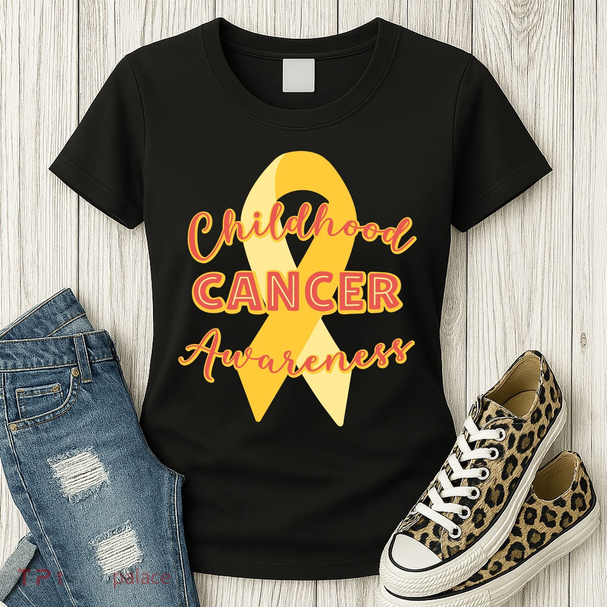 Childhood Cancer Awarebess Golden Gold Robbon Women's T-Shirt