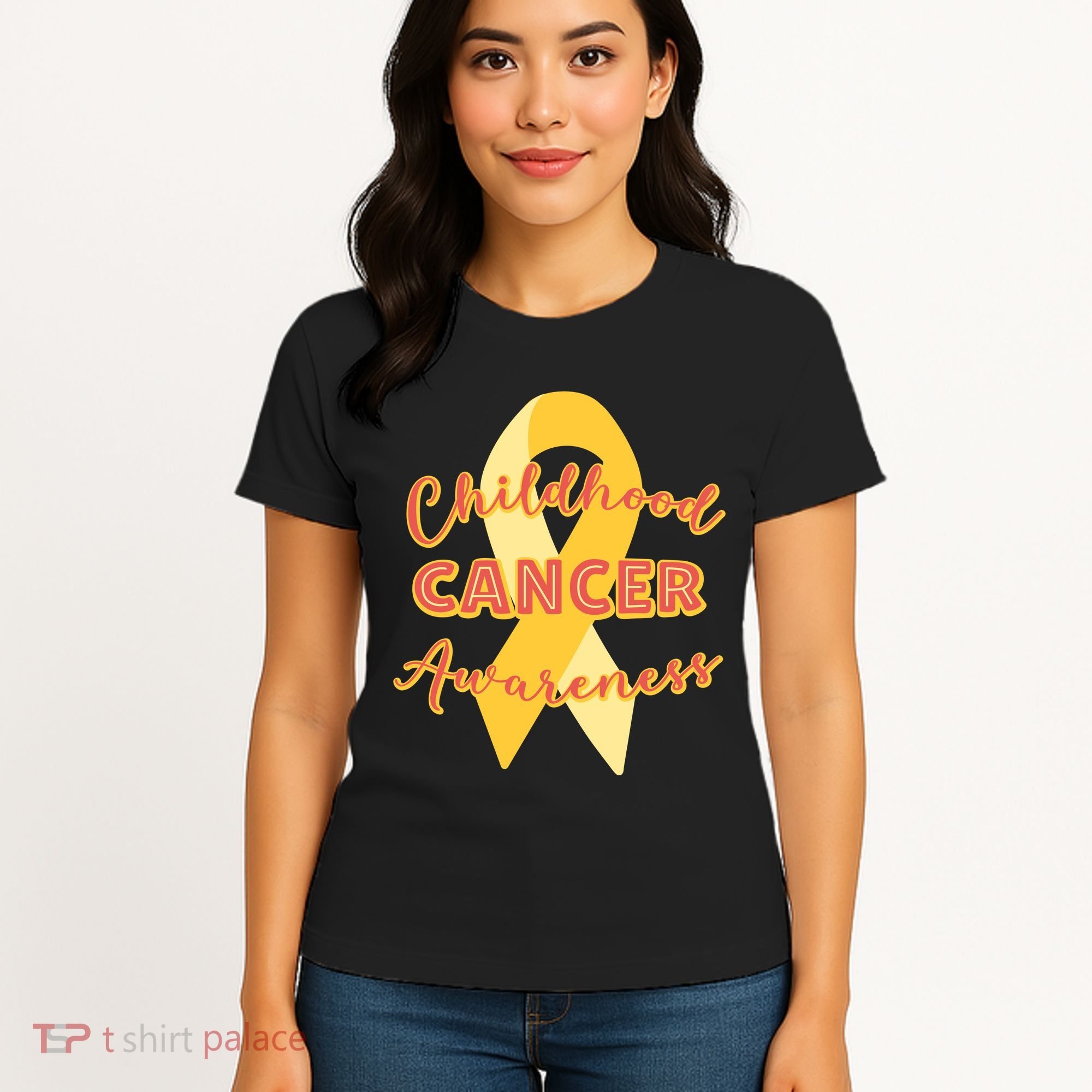 Childhood Cancer Awarebess Golden Gold Robbon Women's T-Shirt