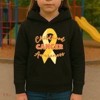 Childhood Cancer Awarebess Golden Gold Robbon Kids Hoodie thumb 3