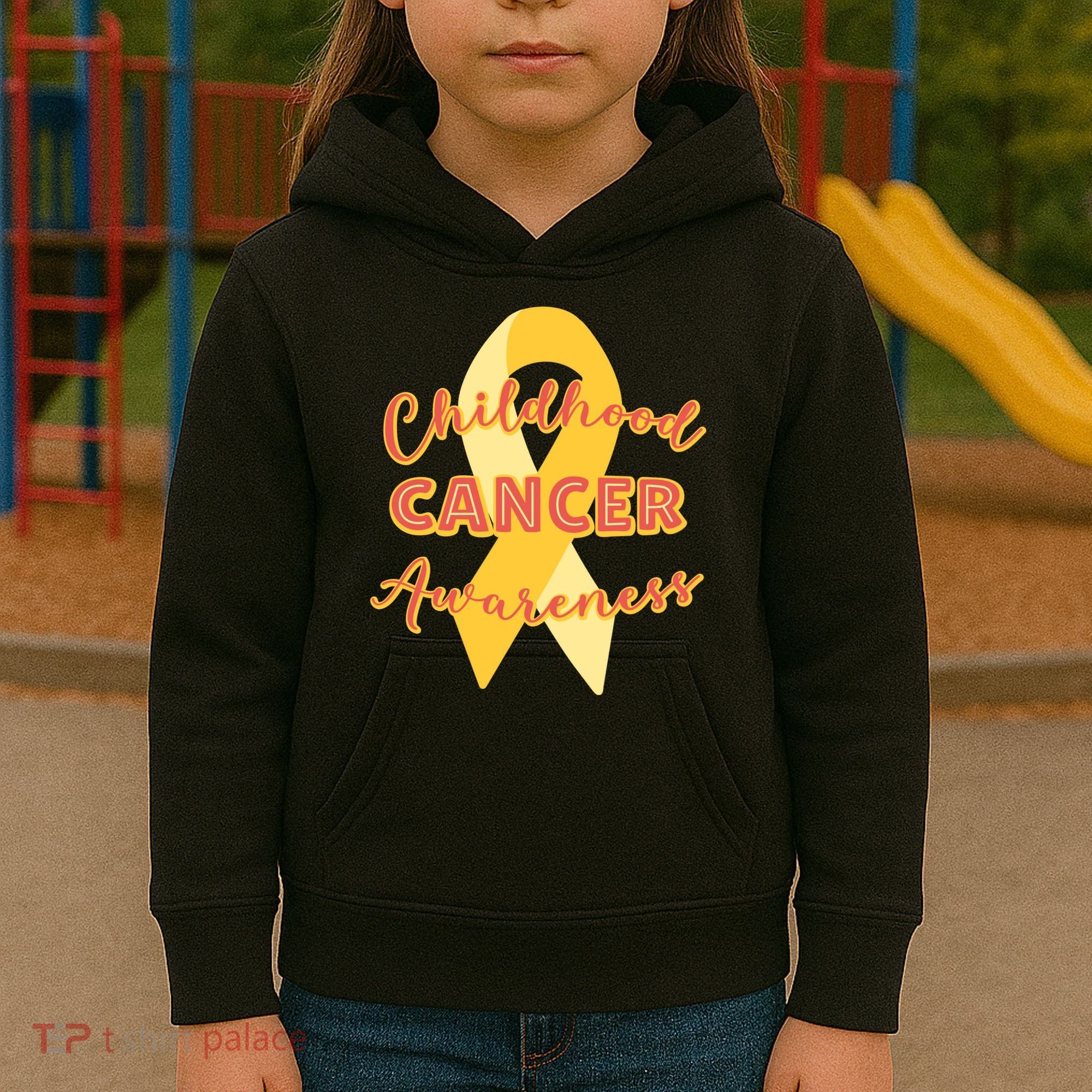 Childhood Cancer Awarebess Golden Gold Robbon Kids Hoodie