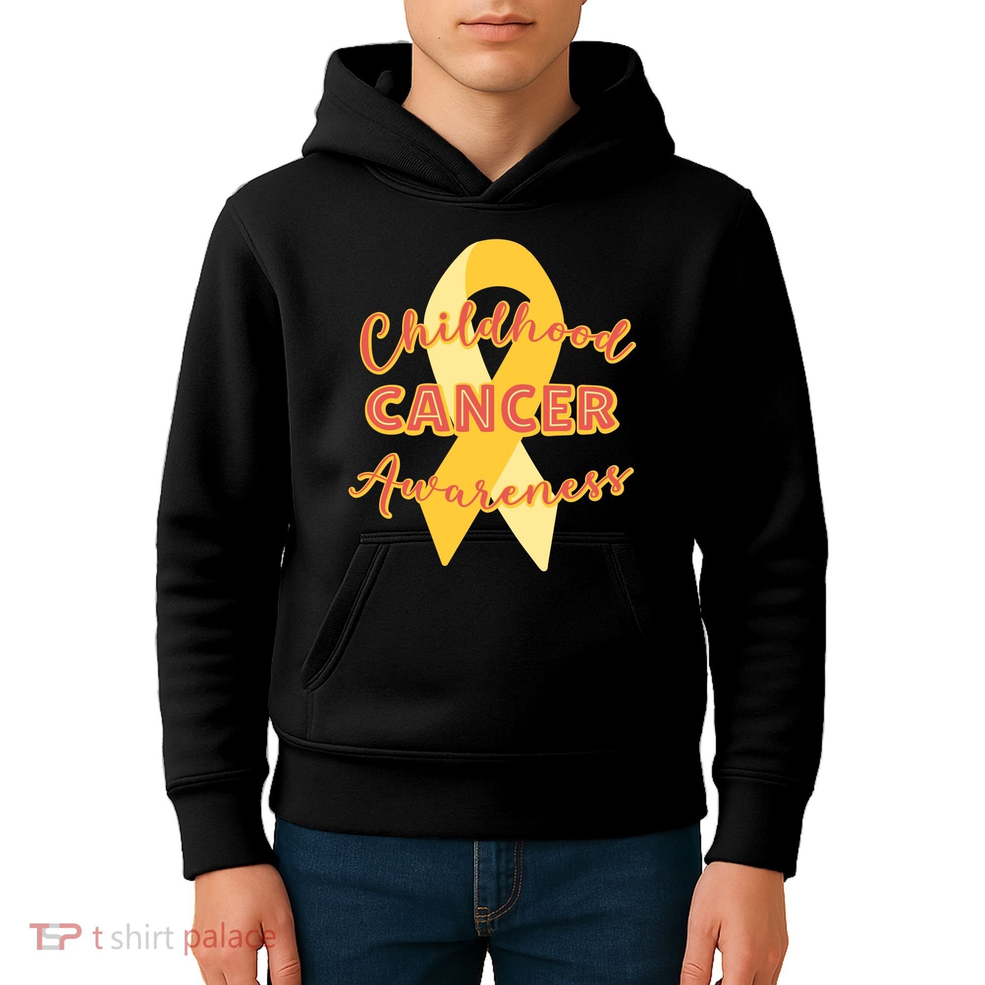 Childhood Cancer Awarebess Golden Gold Robbon Kids Hoodie
