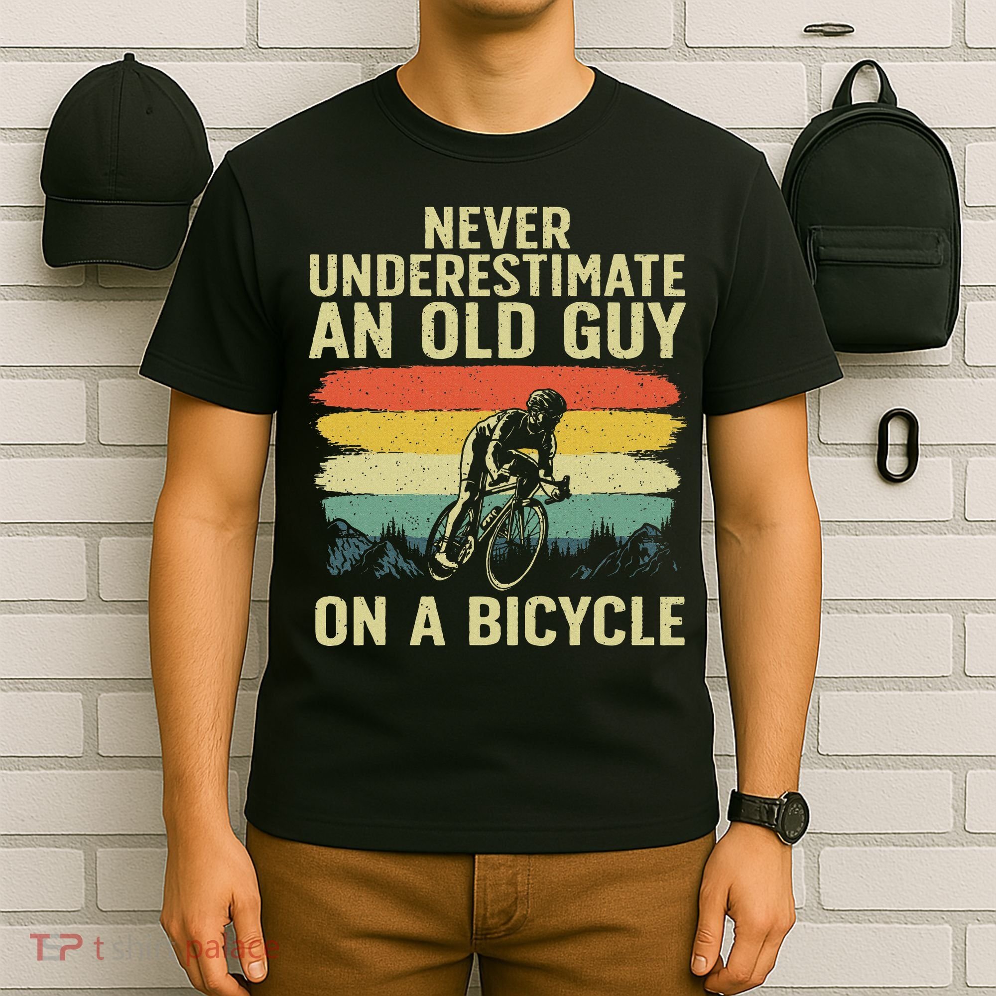 Cool Cycling Art For Grandpa Bicycle Riding Cycle Racing T-Shirt