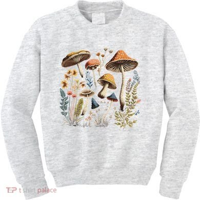 Cottage Core Aesthetic Mushrooms And Plants Gift Kids Sweatshirt