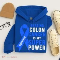 Colon Cancer Awareness Survivor Superpower Gift Hoodie thumb 4