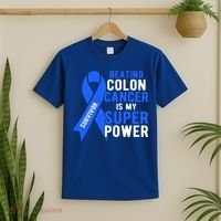 Colon Cancer Awareness Survivor Superpower Gift T-Shirt thumb 2