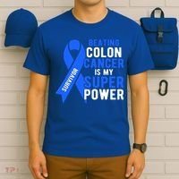 Colon Cancer Awareness Survivor Superpower Gift T-Shirt thumb 6