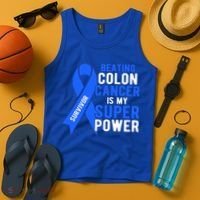 Colon Cancer Awareness Survivor Superpower Gift Tank Top thumb 4