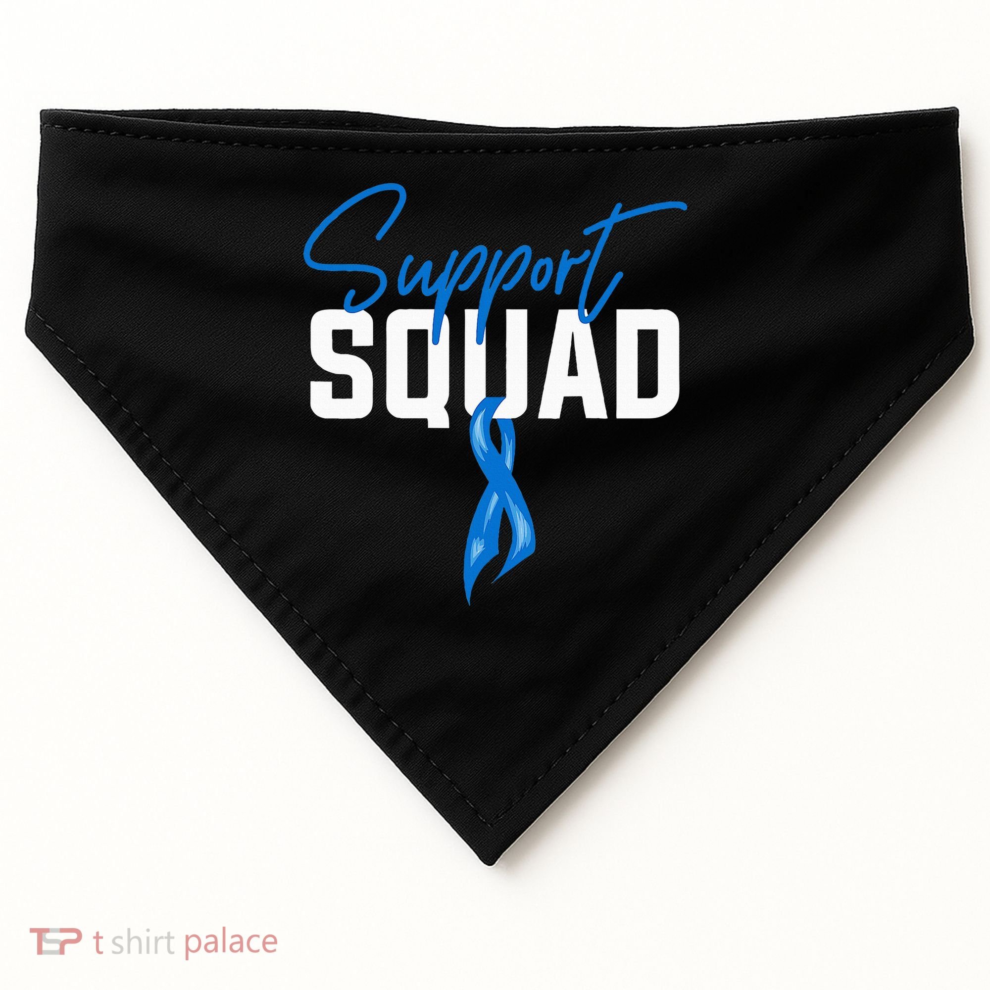 Colon Cancer Awareness Support Squad Blue Ribbon USA-Made Doggie Bandana